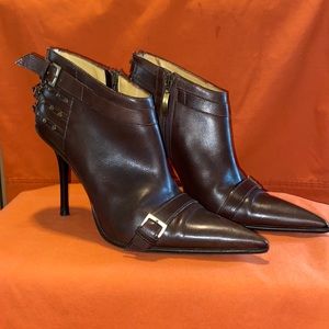 “Authenticated” Cesare Paciotti 4” Stiletto Buckled Espresso Brown Booties